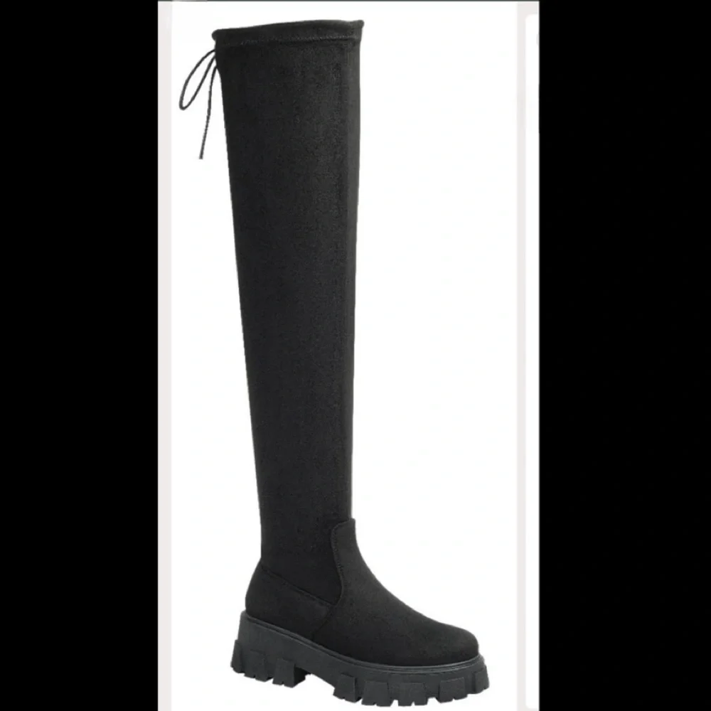 Black Over knee Platform Chunky Heel Boots